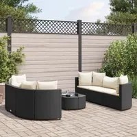 Set Divani da Giardino con Cuscini 7pz Nero Polyrattan 3308432