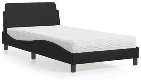 Letto con materasso nero 100x200 cm in similpelle