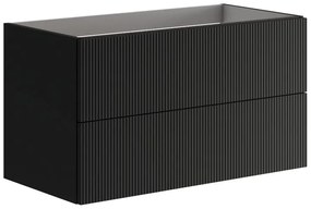 Mobile da bagno sospeso sotto lavabo Opera L 89.5 x H 50 x P 45.5 cm antracite opaco, 2 cassetti