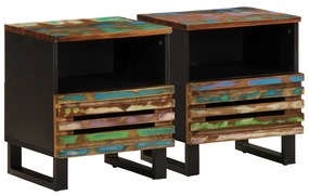 Comodini 2pz 40x34x46 Cm İn Legno Massello Di Recupero /