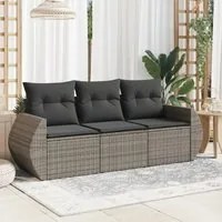 Set Divani da Giardino 3 pz con Cuscini Grigio in Polyrattancod mxl 114048