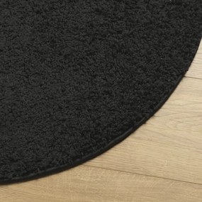 Tappeto Shaggy a Pelo Lungo Moderno Nero Ø 120 cm