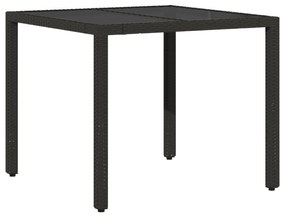 Set da pranzo da giardino a 3 pezzi con cuscini in polyrattan nero