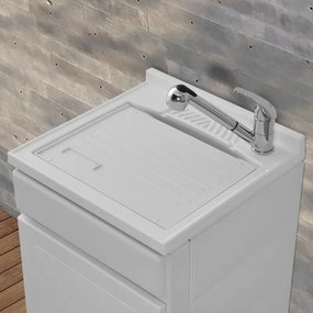 Mobile Lavatoio in Kit 50x50 cm con Vasca in Resina colore Bianco