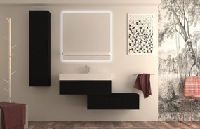 Mobile da bagno sotto lavabo BADEN HAUS Modula nero laccato opaco L 90 x H 25 x P 44 cm 1 cassetto, lavabo non incluso