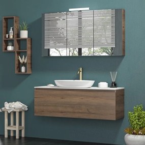 Kamalu - mobile bagno 120 cm con piano da appoggio in solid surface bianco sp-120c