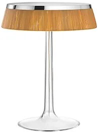 Flos Bon Jour Lampada Da Tavolo 41 cm a luce diffusa cromo con corona in rafia