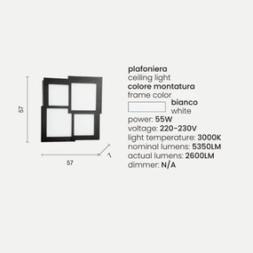 Plafoniera Led in metallo Bianco e diffusore in acrilico PASSPARTOU 57x57 cm