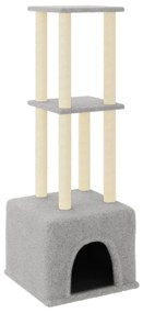 Albero per gatti con tiragraffi in sisal grigio chiaro 133,5 cm