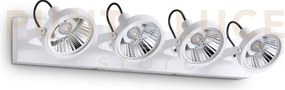 Glim spot con 4 faretti attacco gu10  lampadina inclusa bianco