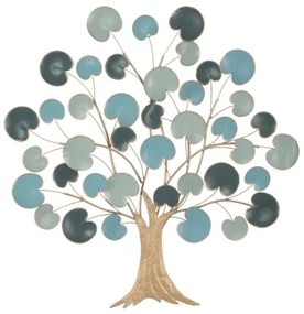 Pannello Decorativo A Parete Albero 89x2,5x90 Cm In Ferro Apple Blu Chiaro