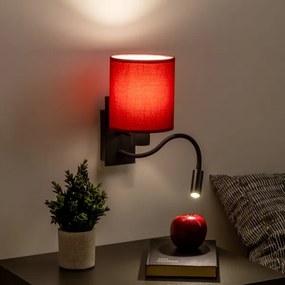 Brilagi-Applique a LED NUBILA 1xE27/25W/230V+LED/3W nero/Pompeiana rosso