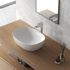 Lavabo D'Appoggio 50x38 Cm "Shelf" Bianco Opaco