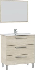 Mobile Bagno 80 Cm 3 Cassetti Con Lavabo E Specchio Athena Rovere