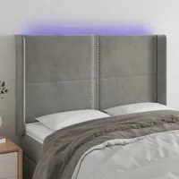 Testiera a LED Grigio Chiaro 147x16x118/128 cm in Velluto 3123956