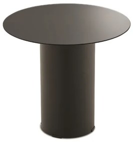 Tavolino tondo WAYLON 45 con base in metallo Nero e piano in vetro Fumč
