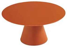 Tavolino rotondo con piano in legno e base in metallo Ruggine - TRIADE Large