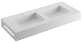 Lavabo a incasso rettangolare L 120 x H 14 x P 46 cm in solid surface bianco