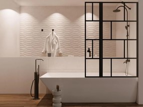 Parete per vasca da bagno con apertura girevole 100 x 140 cm Nero opaco Stile industriale - OBELINI