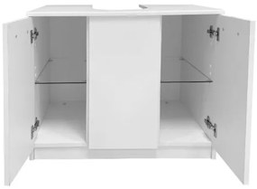 Mobile Copricolonna Da Bagno a 2 Ante 70x46x62 Laccato Bianco
