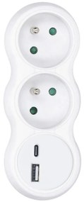 Solight P100USBC - Multipresa con un USB A+C charger 2x10A bianco