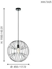 Eglo 98688 - Lampadario a sospensione con filo OKINZURI 1xE27/60W/230V