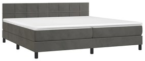 Letto a molle con materasso e led grigio scuro 200x200 cm