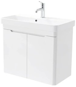 Mobile bagno sospeso 70 cm bianco lucido salvaspazio con specchio Clip