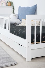 Letto per bambini con barriera TEDDY - bianco - letto senza spazio di archiviazione 140x70 cm