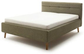 Letto matrimoniale imbottito verde con contenitore con rete inclusa 160x200 cm Lotte – Meise Möbel