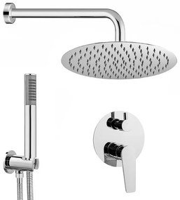 Kit doccia incasso cromato completo di soffione 25 cm inox e kit doccetta Recta