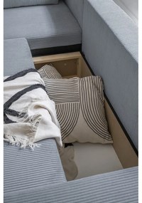 Divano letto angolare in velluto a coste grigio chiaro Brave Dave - Miuform