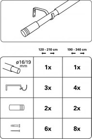 Mantovana estensibile in metallo 120 - 210 cm Válec - Gardinia