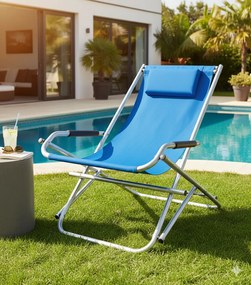 Sedia Sdraio Basculante Pieghevole in Alluminio Elba Blu...