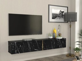 Mobile TV sospeso con 2 ante Effetto marmo Nero - DINOMA