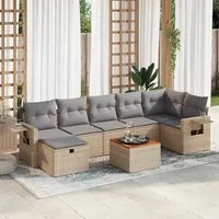 Set Divano da Giardino 8 pz con Cuscini Beige in Polyrattan 3325825