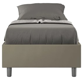 Letto singolo imbottito similpelle Azelia con e senza rete e contenitore, Cappuccino / Contenitore