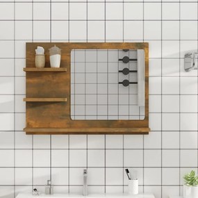 Specchio Da Bagno Rovere Fumo 60x10,5x45cm İn Legno Multistrato /