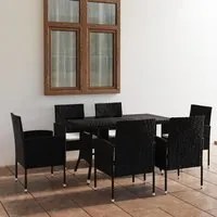 Set Mobili da Pranzo per Giardino 7 pz in Polyrattan Nero cod mxl 37970