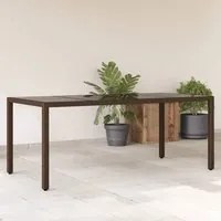 Tavolo Giardino Piano in Vetro Marrone 190x90x75 cm Polyrattan 365593