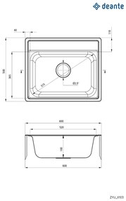 Deante ZYU_0103 - Lavello della cucina SOUL 50x60 cm raso