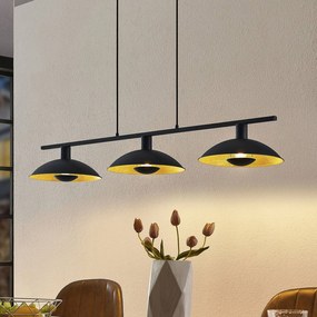 Lampada a sospensione Lindby Narisara, 118 cm, E14, a 3 luci, nero-oro