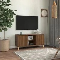 Mobile TV Gambe in Legno Marrone Rovere 103,5x35x50 cm cod mxl 8893