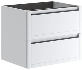 Mobile da bagno sospeso sotto lavabo L 59.5 x H 50 x P 45.5 cm bianco opaco, 2 cassetti TRATTO