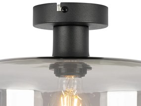 Plafoniera Art Déco nera con vetro fumé - Bizle