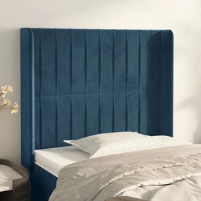 Testiera Ad Orecchio Blu Scuro 93x16x118/128 Cm İn Velluto /
