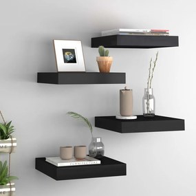 Scaffali A Parete 4 Pz Neri 23x23,5x3,8 Cm İn Mdf /