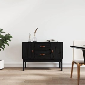 Credenza nera 110x40x78 cm in legno massello di pino