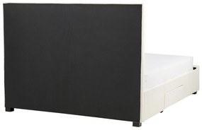 Letto matrimoniale con contenitore velluto crema chiaro 160 x 200 cm LIEVIN Beliani