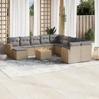 Set Divani da Giardino 12 pz con Cuscini Beige in Polyrattan 3258979